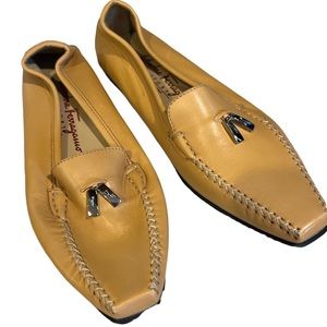 Salvatore Ferragamo Sport Tan camel Leather Loafer Tassel Shoes Size 8